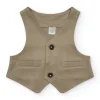 Chaleco beige para niño con botones y bolsillos decorativos