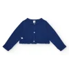 Chaqueta azul marino de tricot para niña con cuello redondo y botones