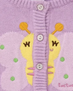 Chaqueta de tricot para niña color malva con bordado