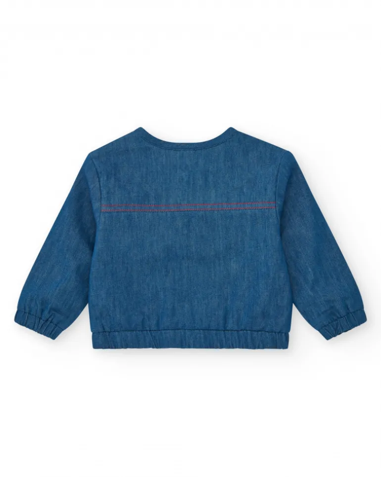 Chaqueta denim para niño con bolsillos y bordados