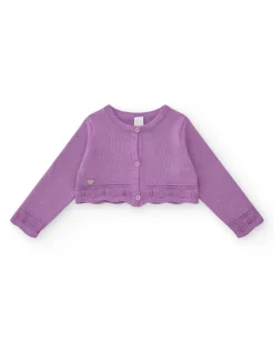 Chaqueta lila para niña con botones y detalles