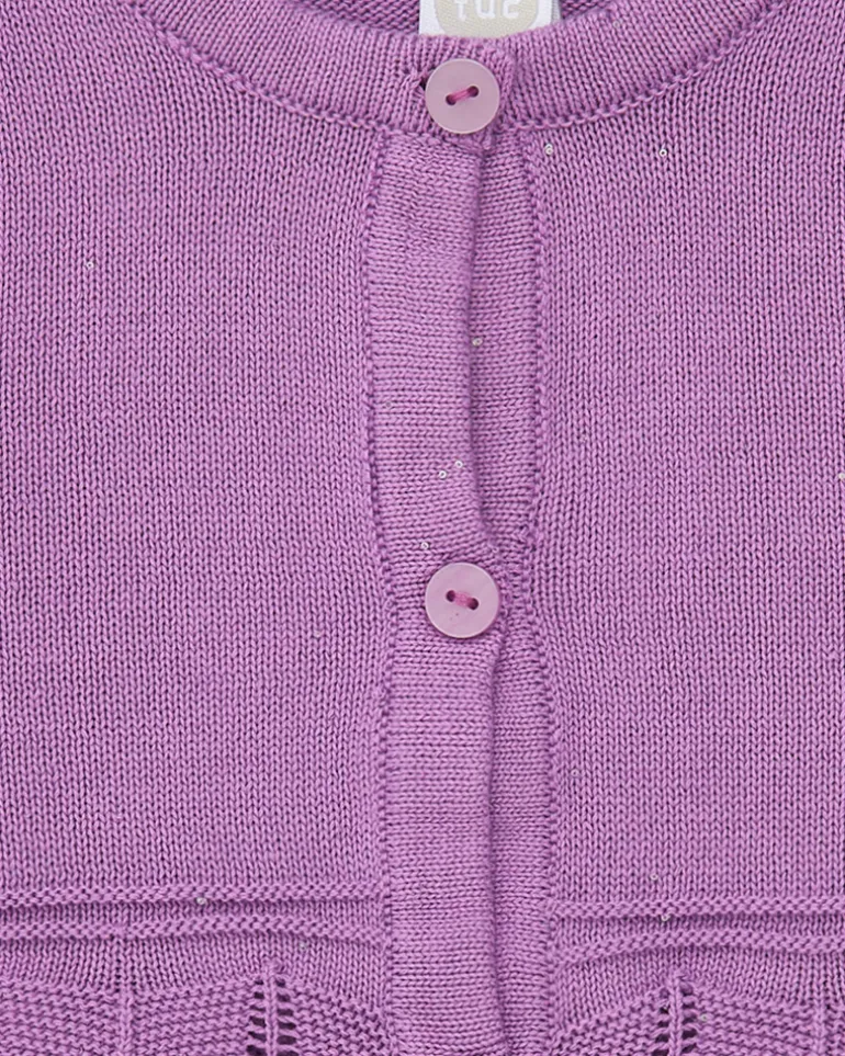 Chaqueta lila para niña con botones y detalles