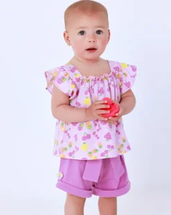 Conjunto para niña con camiseta de punto sin mangas estampada