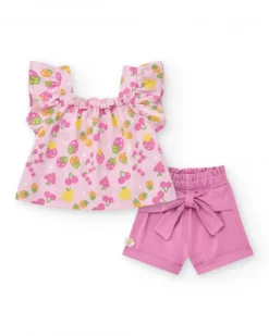 Conjunto para niña con camiseta de punto sin mangas estampada