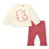 Conjunto para niña en crema y rosa con diseño de gatito colección Lovely Kittens