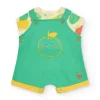 Conjunto para niño con camiseta de manzanas y peto verde con bordado de manzana
