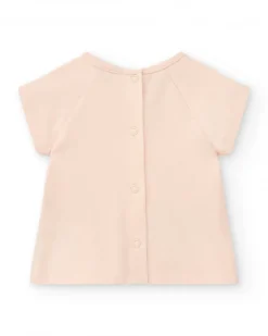 Conjunto rosa para niña con camiseta de elefante y pantalón corto verde