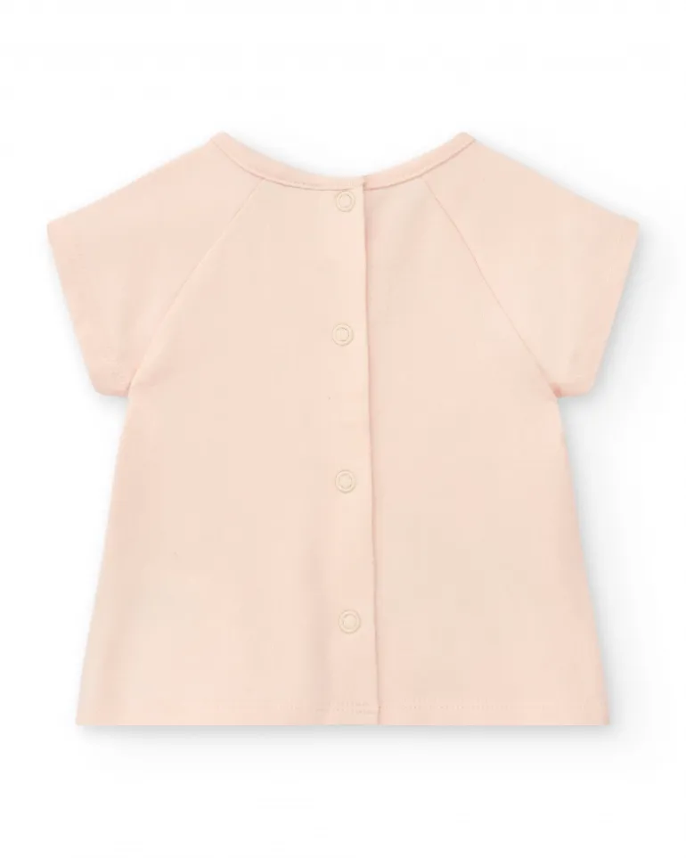Conjunto rosa para niña con camiseta de elefante y pantalón corto verde