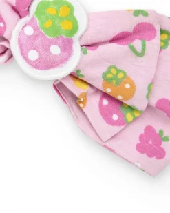 Diadema de punto para niña color lila con lazo
