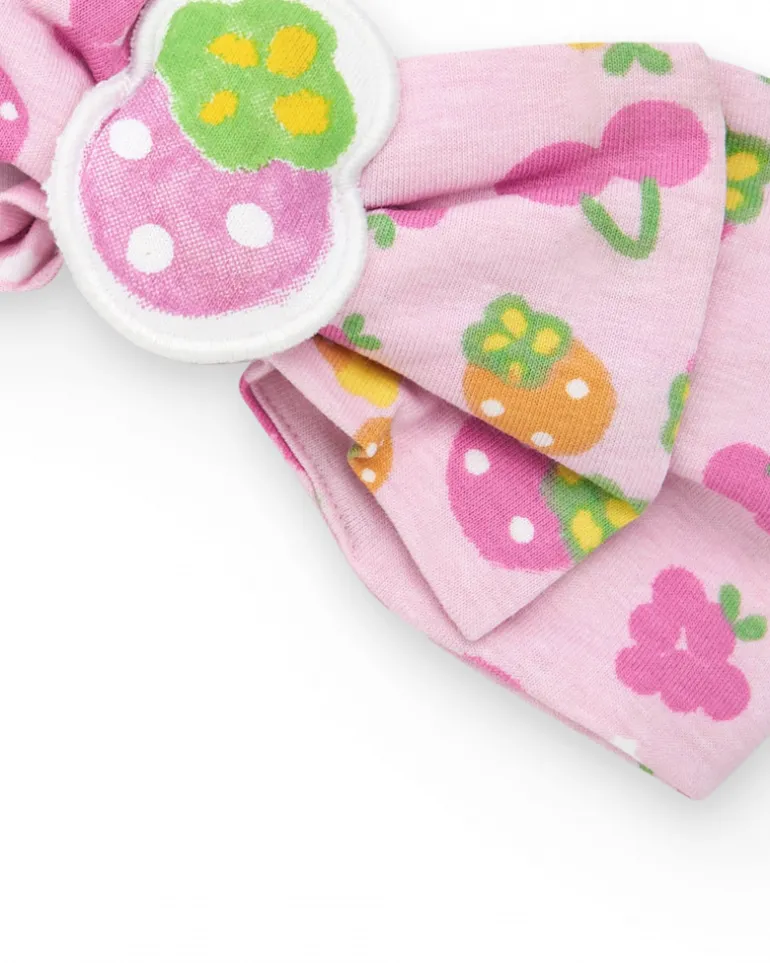 Diadema de punto para niña color lila con lazo