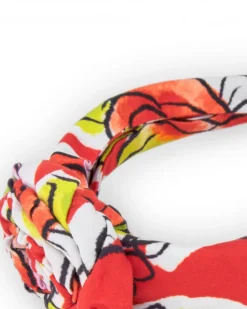 Diadema rígida blanca para niña con diseño floral en rojo, verde y rosa