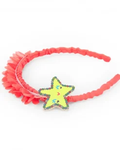 Diadema rígida para niña en rosa con estrella marina