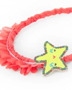 Diadema rígida para niña en rosa con estrella marina