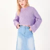 Falda par niña en azul con bolsillos y cremallera