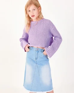 Falda par niña en azul con bolsillos y cremallera