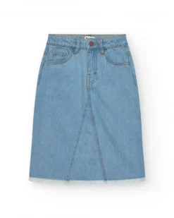 Falda par niña en azul con bolsillos y cremallera