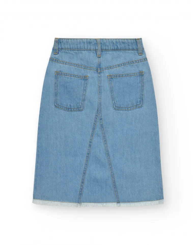 Falda par niña en azul con bolsillos y cremallera