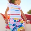 Falda para niña con estampado floral multicolor y botones