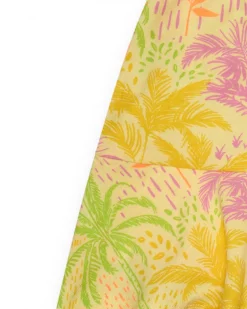 Falda para niña en amarillo con estampado tropical y cintura elástica