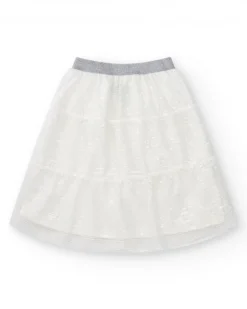 Falda para niña en blanco con lentejuelas y cintura elástica
