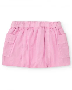 Falda para niña en rosa con bolsillos y cintura elástica