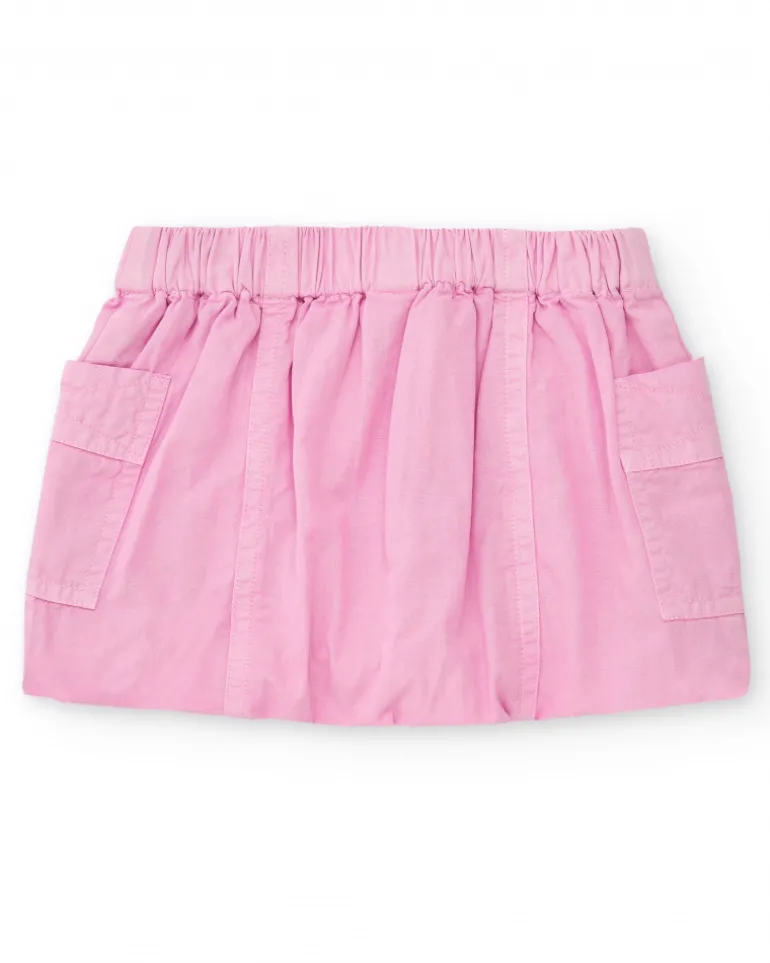Falda para niña en rosa con bolsillos y cintura elástica