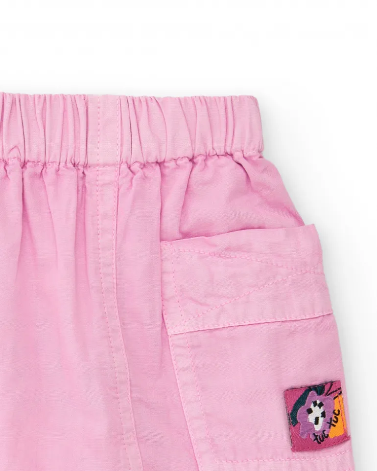 Falda para niña en rosa con bolsillos y cintura elástica