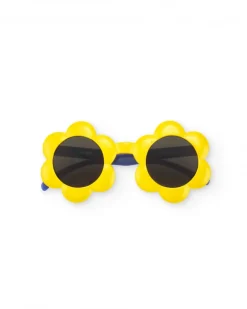 Gafas de sol amarillas para niña con forma de flor