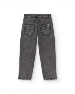 Pantalones vaqueros grises con detalles bordados para niña colección Dark and Roses