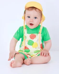 Pelele de punto para niño con estampado de manzanas y bolsillo frontal