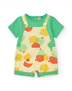 Pelele de punto para niño con estampado de manzanas y bolsillo frontal