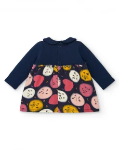Vestido para niña en azul marino con estampado de gatitos colección Lovely Kittens