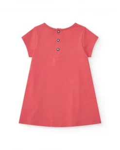 Vestido para niña en rosa con cangrejo y detalles marinos